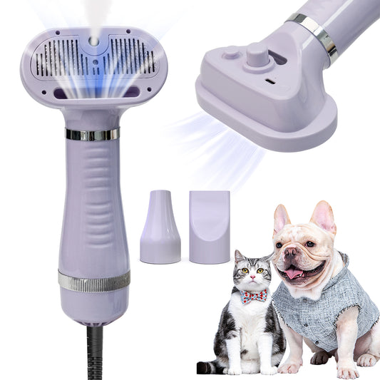 Fido Fave 3-in-1 Dog Blow Dryer: Slicker Brush, Steam Cat Brush & Hair Dryer for Dogs and Cats - Adjustable Temp, Quiet Portable Pet Grooming Blow Dryer