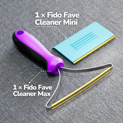 Fido Fave Pet Hair Removal Tool Bundle Mini and Max, Dog Hair Remover For Car, Carpet Scraper Great for Pet Bed, Rugs, Cat Furniture and Car Upholstery