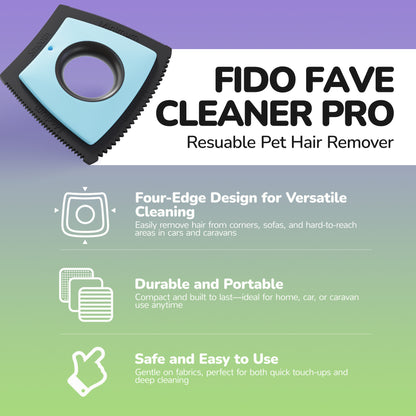 Fido Fave Pro Dog Hair Remover For Car, Reusable Pet Hair Removal Tool for Home and Car, Ideal for Rugs, Sofas & Upholstery, Easily Lifts Collects All Pet Hair