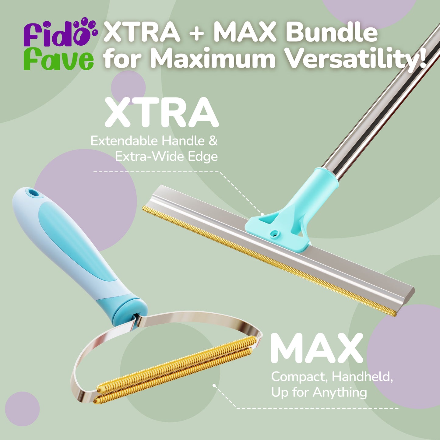 Fido Fave Carpet Scraper Bundle, Includes Xtra and Max, Dog Hair Remover, Carpet Rake and Lint Remover for Couch, Clothes, Rugs, Effective Cat Hair Remover and Pet Carpet Cleaner