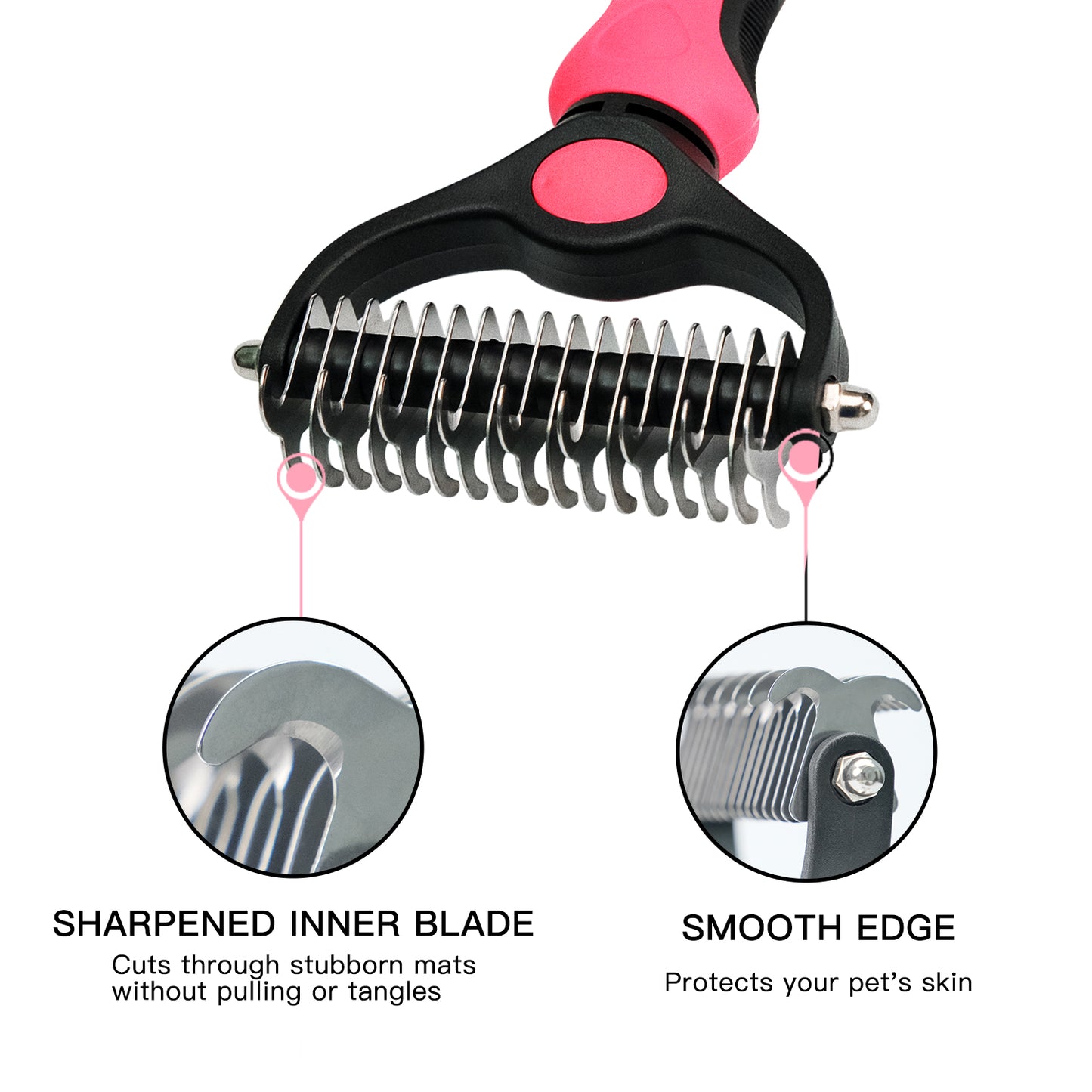 Double-Sided Pet Grooming Brush - Shedding and Dematting Undercoat Rake for Dogs and Cats - Extra Wide Grooming Tool