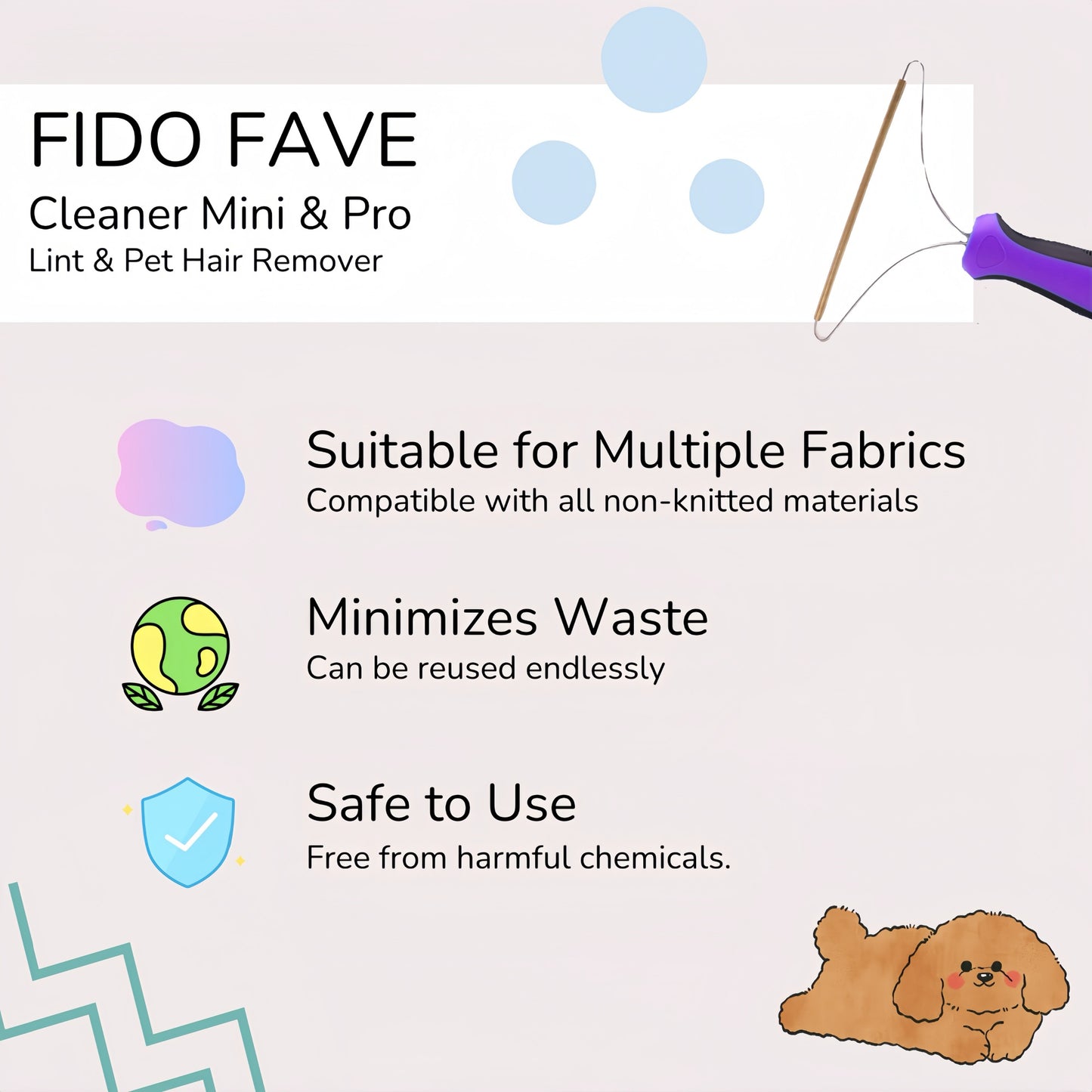 Fido Fave Pet Hair Removal Tool Bundle Mini and Max, Dog Hair Remover For Car, Carpet Scraper Great for Pet Bed, Rugs, Cat Furniture and Car Upholstery